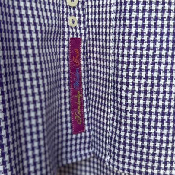 Robert Graham Purple Houndstooth Print Button Front Shirt Sz M‎ - Picture 5 of 10